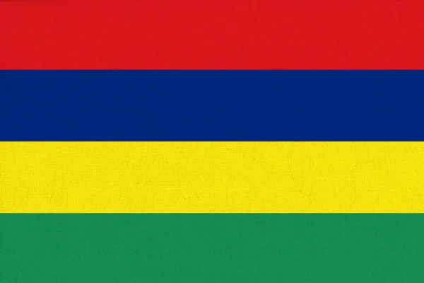 Flagge Von Mauritius Niger Flagge Auf Stoffoberfläche Textur Nationales Symbol — Stockfoto