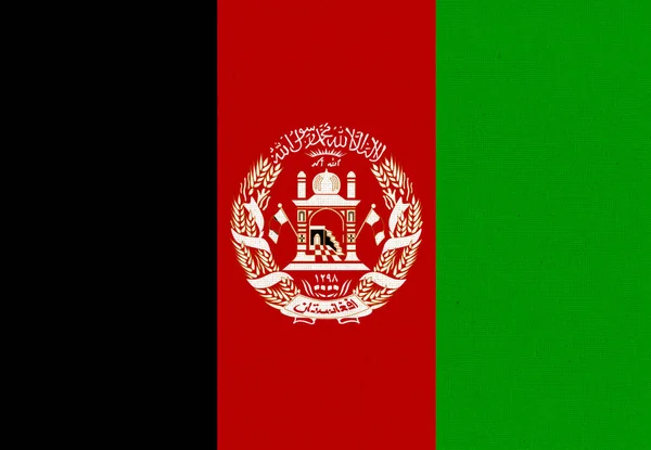 阿富汗国旗 在织物表面悬挂阿富汗国旗 有纹理背景的阿富汗国旗 阿富汗国旗3D插图 织物的纹理 阿富汗伊斯兰酋长国 塔利班 — 图库照片
