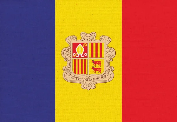 Bandera Andorra Bandera Andorra Sobre Superficie Tela Bandera Nacional Andoriana —  Fotos de Stock