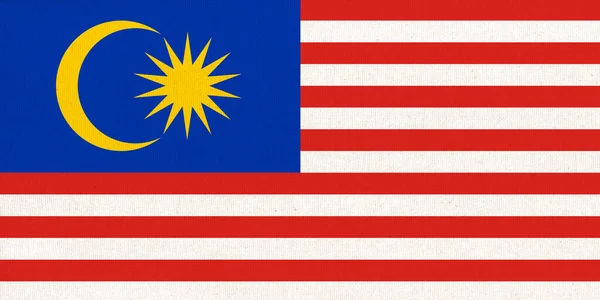 Bandeira Malásia Bandeira Malásia Superfície Tecido Textura Tecido Símbolo Nacional — Fotografia de Stock
