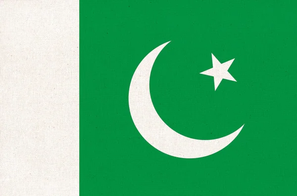 巴基斯坦伊斯兰共和国国旗 巴基斯坦国旗在织物表面 织物的纹理 巴基斯坦的国家象征 — 图库照片