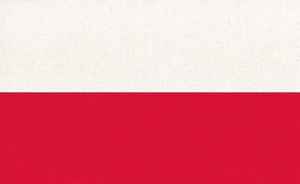 Bandeira Polónia Bandeira Polaca Superfície Tecido Textura Tecido Símbolo Nacional — Fotografia de Stock