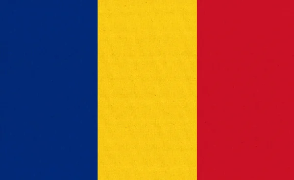 Flaga Rumunii Flaga Rumuńska Teksturze Tkaniny Tekstura Tkaniny Narodowy Rumuński — Zdjęcie stockowe