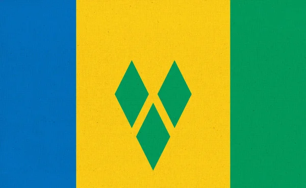 Прапор Святого Вінсента Гренадини Сент Вінсент Гренадинський Прапор Тканині Текстура — стокове фото