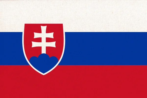 Slovakya Bayrağı Kumaş Dokusunda Slovakya Bayrağı Ulusal Slovakya Sembolü Slovakya — Stok fotoğraf
