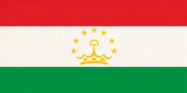 塔吉克斯坦国家织物旗帜纺织品背景 国际亚洲国家的象征 州官员塔兹海格签名 塔吉克斯坦共和国 — 图库照片