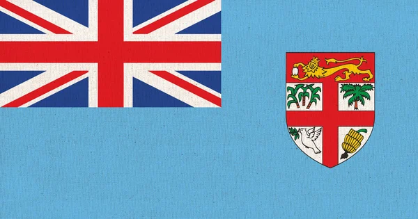 斐济国旗 斐济国旗在织物表面 面料质地 国家象征 大洋洲国家 斐济共和国 岛屿国家标志 — 图库照片