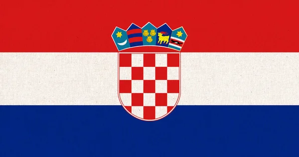 Horvátország Zászlója Horvát Zászló Szövet Felületén Szövet Textúra Franciaország Nemzeti — Stock Fotó