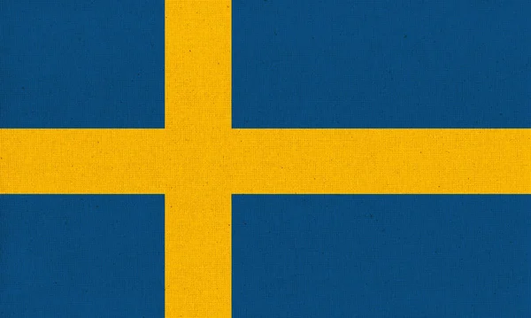 Flaga Szwecji Flaga Szwedzka Powierzchni Tkaniny Tekstura Tkaniny Narodowy Symbol — Zdjęcie stockowe