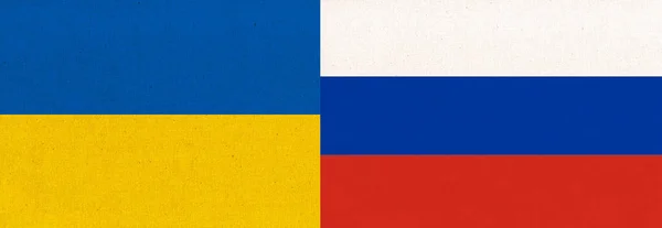 Відносини Між Україною Росією Прапор Двох Країн Україна Росія Склали — стокове фото