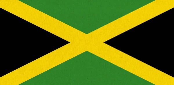Bandeira Jamaica Bandeira Jamaicana Superfície Tecido Textura Tecido Bandeira Nacional — Fotografia de Stock