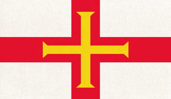 根西岛旗 格恩西岛旗帜在织物表面 面料质地 国家象征 欧洲国家 格恩西岛的州象征 岛屿国家标志 — 图库照片