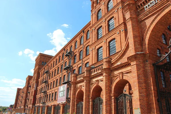 Lodz Polen August 2019 Fassade Des Alten Backsteingebäudes Alte Fabrikhalle — Stockfoto