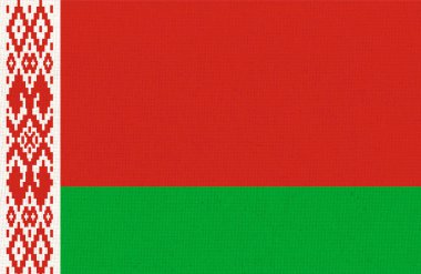 Beyaz Rusya bayrağı. Kumaş yüzeyinde Beyaz Rusya bayrağı. Kumaş dokusu. Belarus 'un arkaplandaki ulusal sembolü. Avrupa ülkesi