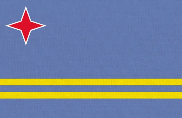 阿鲁巴国旗 阿鲁巴国的官方象征 3D插图 阿鲁巴的国旗 加勒比海阿鲁巴岛旗帜 — 图库照片