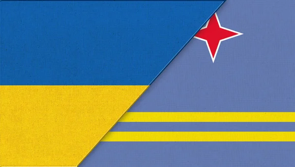 Flaga Ukrainy Aruby Ilustracja Dwie Flagi Razem Tekstura Tkaniny Narodowe — Zdjęcie stockowe