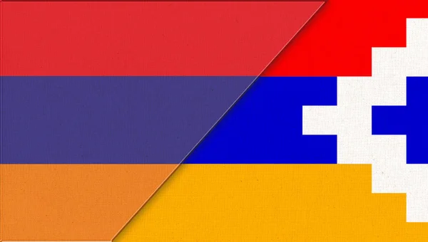 Bandeira Nagorno Karabakh Armênia Ilustração Duas Bandeiras Juntas Símbolos Nacionais — Fotografia de Stock