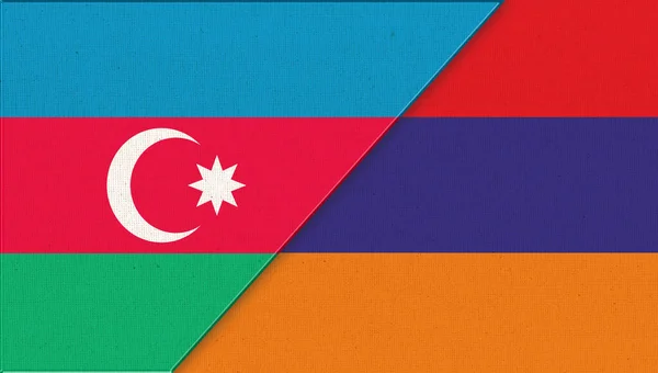 Háború Nagorno Karabahban Katonai Konfliktus Azerbajdzsán Örményország Között Két Zászló — Stock Fotó