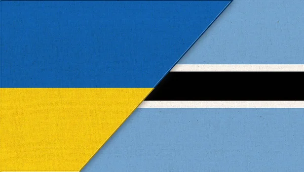 Ukrayna Botswana Bayrağı Boyutlu Illüstrasyon Bayrak Bir Arada Kumaş Dokusu — Stok fotoğraf
