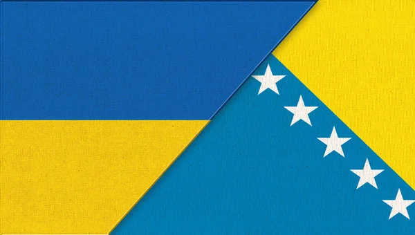 Flagge Der Ukraine Und Bosnien Und Herzegowina Illustration Zwei Flaggen — Stockfoto