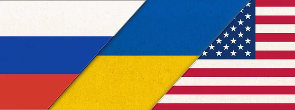 Ukrayna Rusya Bayrağı Abd Illüstrasyon Bayrak Birlikte Rusya Ukrayna Saldırdı — Stok fotoğraf