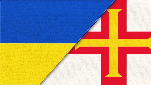 Union Zweier Länder Flagge Der Ukraine Und Guernsey Illustration Zwei — Stockfoto