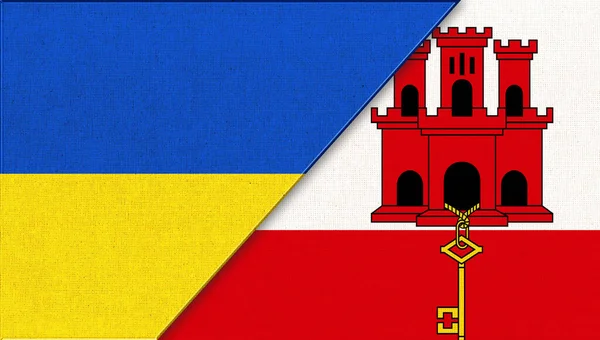 우크라이나와 지브롤터의 일러스트 결합되어 우크라이나와 지브롤터의 상징이다 나라들의 — 스톡 사진