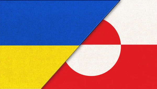 Union Two Countries Flag Ukraine Greenland Illustration Two Flag Together — Stock Photo, Image