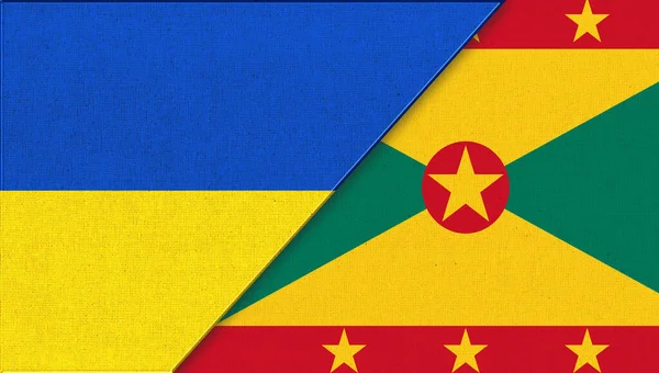 Ukrayna Grenada Bayrağı Boyutlu Illüstrasyon Bayrak Birlikte Kumaş Dokusu Ukrayna — Stok fotoğraf