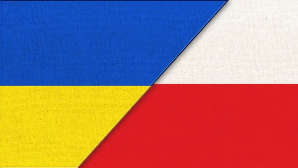 Flag Ukraine Indonesia Two Flag Together Fabric Texture Union Two — Stock Photo, Image