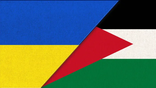 Ukrajinská Jordánská Vlajka Vlajka Ukrajiny Jordánska Dvě Vlajky Dohromady Textilní — Stock fotografie