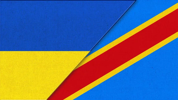 Flagge Der Ukraine Und Des Kongo Illustration Zwei Flaggen Zusammen — Stockfoto