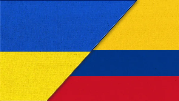 Drapeau Ukraine Colombie Illustration Symboles Nationaux Ukraine Colombie Relations Politiques — Photo