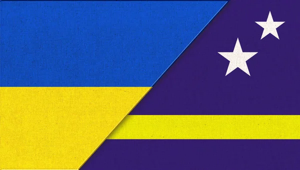 Ukrayna Curacao Bayrağı Boyutlu Illüstrasyon Bayrak Birlikte Ukrayna Curacao Nun — Stok fotoğraf
