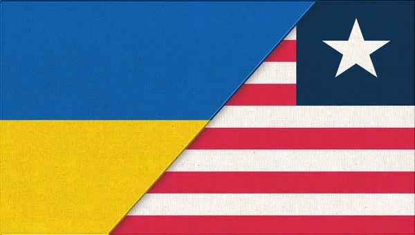 Flag Ukraine Liberia Ілюстрація Два Прапори Разом Національні Символи України — стокове фото