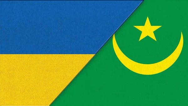 Bandeira Ucrânia Mauritânia Ilustração Duas Bandeiras Juntas Símbolos Nacionais Ucrânia — Fotografia de Stock