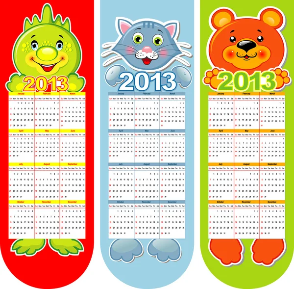 Vector bookmarks-calendar on a 2013 year — Stock Vector