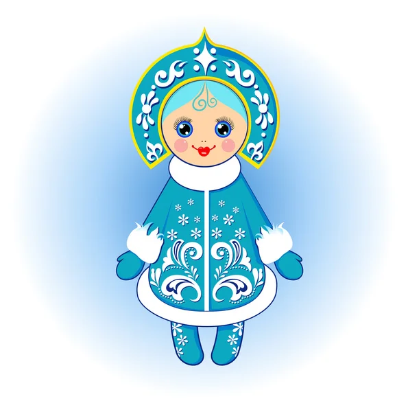 Vector sneeuw meisje in een blauwe jurk — Stockvector