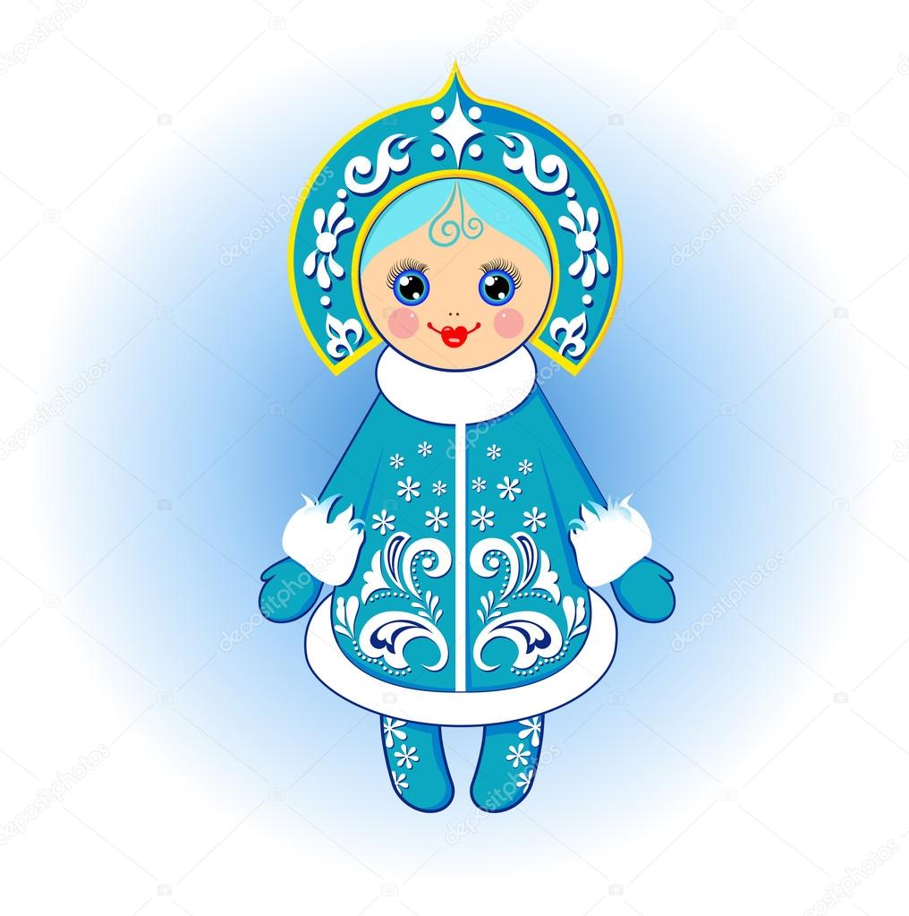 Vector Snow maiden in a blue dress