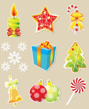 Yılbaşı simgelerinin vektör kümesi