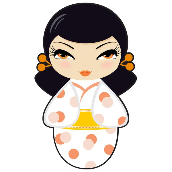 Vackra kokeshi doll — Stock vektor