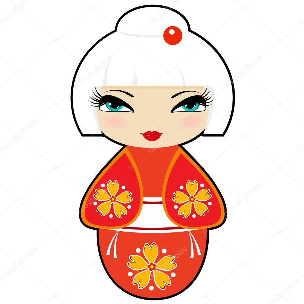 赤いドレスのこけし ストックベクター C Fevralskaya T 赤いドレスのこけし ストックベクター C Fevralskaya T