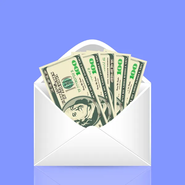 500 dollar in de envelop — Stockvector