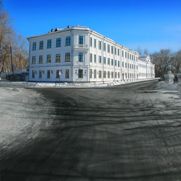 A winter road in children's secondary school.