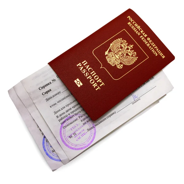 Passport of the citizen of the Russian Federation with nested medical references donor — Stock Photo, Image