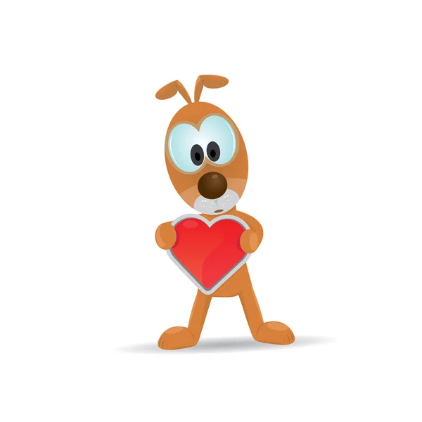 Vektor niedlicher Cartoon-Hund mit Herz. — Stockvektor
