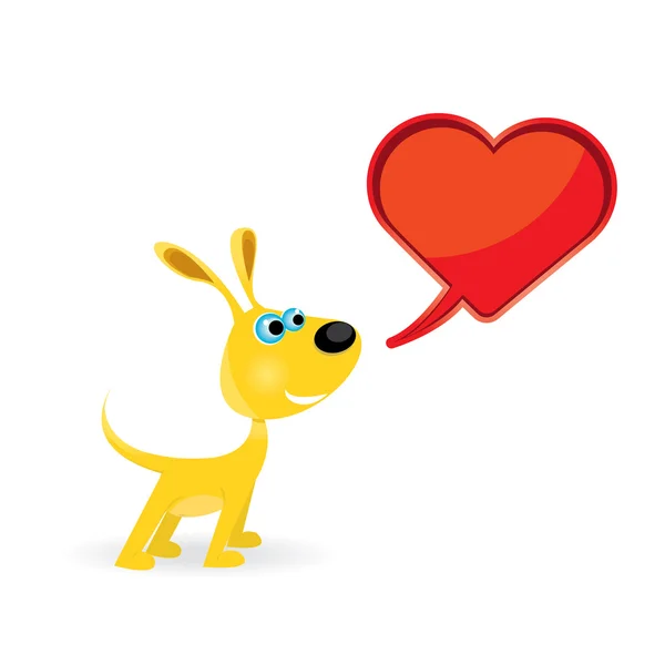 Vector cute cartoon hond met hart. — Stockvector