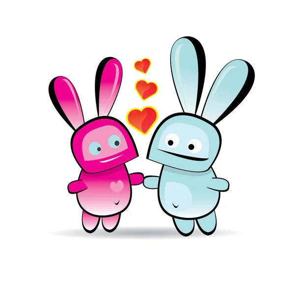 Vector cute cartoon bunny with heart — Stock Vector