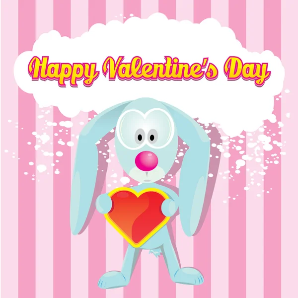 Vector cute cartoon bunny holding heart. — Stock Vector