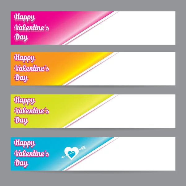 Vector Happy valentines day banner set — Stock Vector